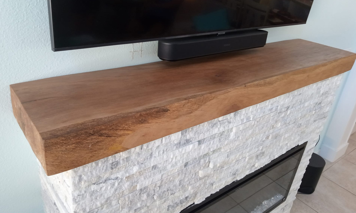 Hand Made Oak Live Edge Fireplace Mantle
