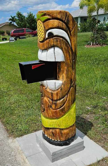 Custom
                  Sculpture and Tiki Mailbox Posts
