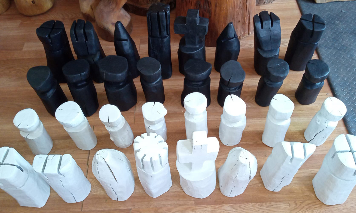 Chess Sets, Chainsaw Carved from Reclaimed Tree
                Branches in FL